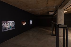 Joana Hadjithomas and Khalil Joreige, _Under the Cold River Bed_ (2020). From ‘Unconformities’ (2016–ongoing). Sharjah Art Foundation Collection. Exhibition view: Sharjah Biennial 15, Bank Street Building, Sharjah (7 February–11 June 2023). Courtesy Sharjah Art Foundation. Photo: Motaz Mawid.